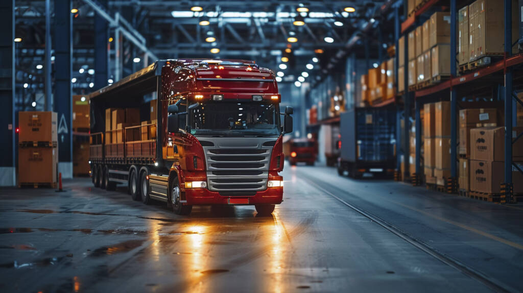 Truck standing in warehouse